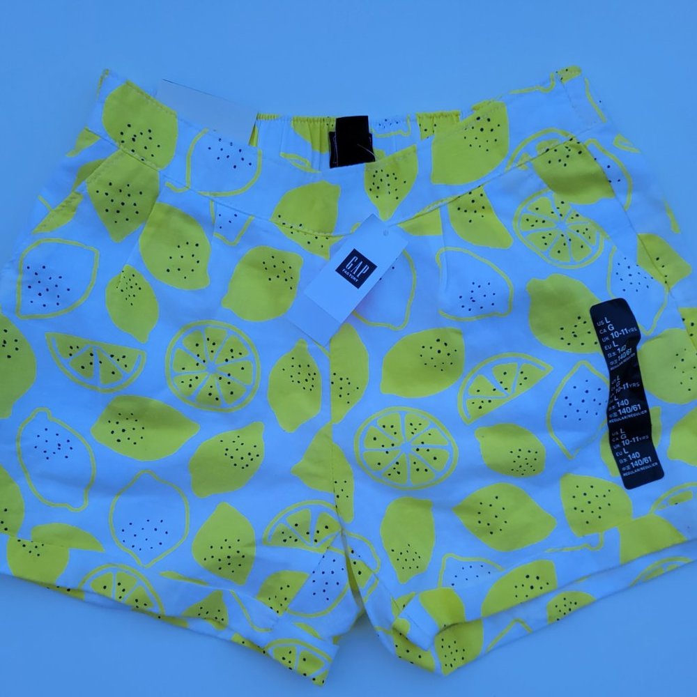 GAP Kids Girls Yellow Lemon Print Cotton Linen